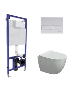 Подвесной унитаз с инсталляцией 4в1 (инсталляция NOVUM525, кнопка L4 Soft Touch белая, унитаз OKUS, сиденье дюропласт Toma Slim SO) Berges