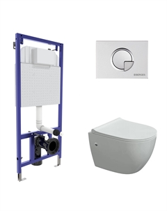 Подвесной унитаз с инсталляцией 4в1 (инсталляция NOVUM525, кнопка R2 матовый хром, унитаз OKUS, сиденье дюропласт Toma Slim SO) Berges