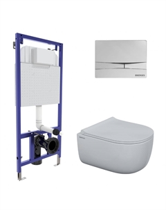 Подвесной унитаз с инсталляцией 4в1 (инсталляция Novum525 + унитаз Ego rimless + кнопка F3 хром + сиденье микролифт Toma sl Berges