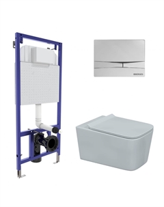 Подвесной унитаз с инсталляцией 4в1 (инсталляция Novum525 + унитаз Floe rimless + кнопка F3 хром + сиденье микролифт Floe s Berges