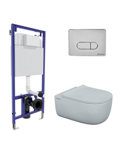 Подвесной унитаз с инсталляцией 4в1 (инсталляция Novum525 + унитаз Ego XL rimless + кнопка D3 хром + сиденье микролифт Toma Berges