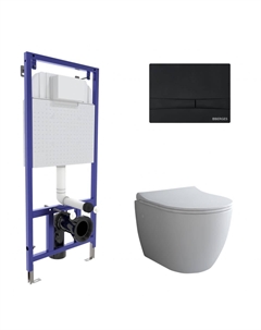 Подвесной унитаз с инсталляцией 4в1 (инсталляция Novum, кнопка F5, унитаз Okus, сидение микролифт Toma slim) Berges