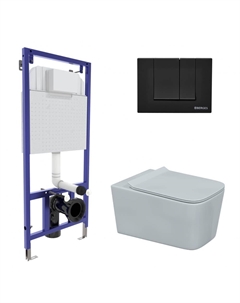 Подвесной унитаз с инсталляцией 4в1 (инсталляция Novum525 + унитаз Floe rimless + кнопка S5 SoftTouch + сиденье микролифт F Berges