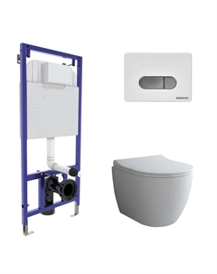 Подвесной унитаз с инсталляцией 4в1 (инсталляция Novum, кнопка D7, унитаз Okus, сидение микролифт Toma slim) Berges