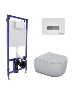 Подвесной унитаз с инсталляцией 4в1 (инсталляция Novum525 + унитаз Ego rimless + кнопка D7 белый, хром, + сиденье микролифт Berges