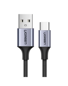 Кабель USB(Am)-USB Type-C(M), экранированный, быстрая зарядка, 3А, 25 см, черный/серый, UGREEN US288 (60124) Ugreen