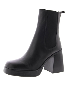 Сабета женские кожаные ботинки челси на блочном каблуке, черный Steve madden