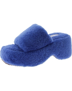 Женские босоножки Claire из искусственного меха с открытым квадратным носком и плоской подошвой, синий Steve madden