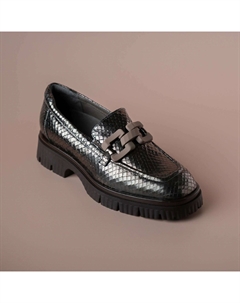 Женские кожаные мокасины цвета оловянный металлик Softwaves