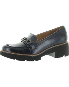 Женские лакированные туфли-лоферы Cabana на каблуках с зернистой отделкой, синий Naturalizer