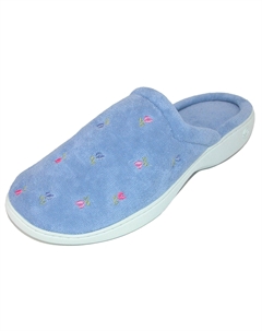 Женские тапочки-сабо очень маленького размера с вышивкой, светло-голубой Isotoner