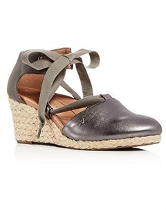 Женские босоножки Kaitlyn Metallic из кожи с круглым носком на танкетке, цвет pewter Vionic