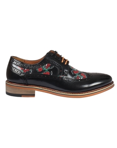 Туфли-оксфорды Ross Floral Skull Print Leather Brogue на шнуровке для торжественного платья, черный Justin reess