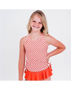 Топ для плавания Abby Tankini для девочек, цвет coral gingham Calypsa