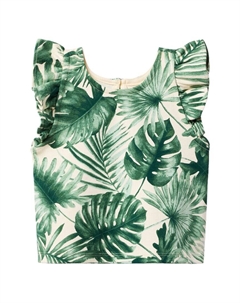 Топ с оборками на рукавах от Palm, зеленый Janie and jack