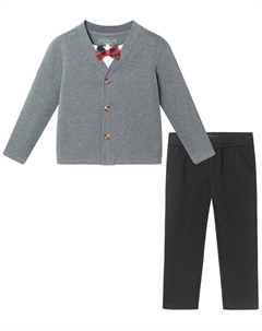 Кардиган Энди и Эвана и клетчатый галстук-бабочка, серый Andy & evan