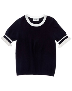 Осенний кашемировый свитер с оборками на рукавах, синий Autumn cashmere