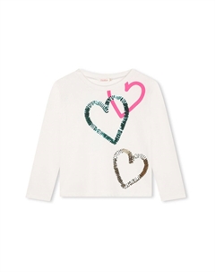 Футболка с длинным рукавом и принтом в виде сердца из пайеток, белый Billieblush