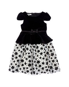 Платье с бархатным верхом и баской, черный Badgley mischka