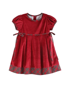 Рождественское клетчатое платье-бантик Velour, красный Lil cactus
