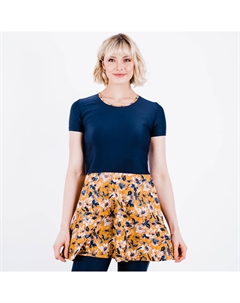 Женское винтажное платье для плавания с коротким рукавом, цвет tangerine floral/navy Calypsa