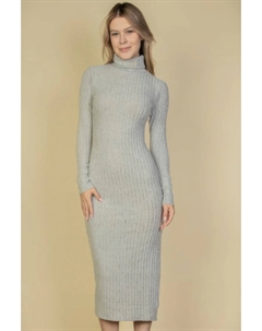 Женское платье-свитер с пушистым воротником и разрезом на бедре, светло-серый Fashnzfab