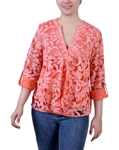 Женский пуловер Petites с цветочным принтом и V-образным вырезом, цвет klee coral Ny collection