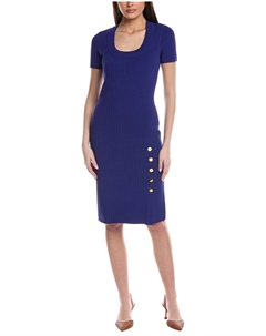 Платье-миди Mixed Flatback Rib Knit Stretch, синий St. john