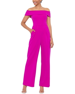 Женский креповый комбинезон с открытыми плечами, фуксия Xscape