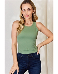 Полноразмерная узкая майка с круглым вырезом, цвет sage Fashnzfab