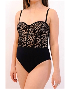 Кружевной бюстье, цельный купальник черного цвета Jonathan simkhai