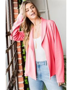Блейзер с длинными рукавами и открытым передом, неоново-розовый Fashnzfab