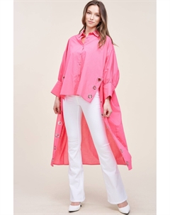 Женская свободная рубашка с удлиненной спинкой, розовый Fashnzfab