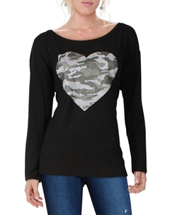 Женский топ-пуловер с графическим вырезом-лодочкой, черный Chaser