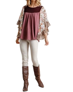 Топ с рукавами-бабочками в цвете «вино/ягода», цвет wine/berry Umgee