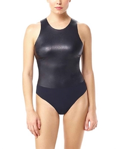 Боди из искусственной кожи черного цвета Commando