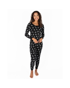 Женская пижама из двух частей из хлопка, скелет, черный цвет Leveret