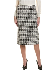 Юбка-карандаш из шерстяной смеси в клетку, черный St. john