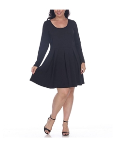 Плюс Женское Плиссированное Текстурированное Мини Платье, черный White mark