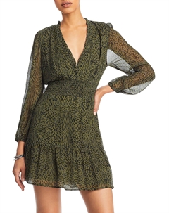 Женское шелковое мини-платье с принтом, цвет army/black Paige
