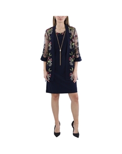 Женское платье-двойка из полиэстера с аппликацией Petites, цвет navy multi R&m richards