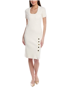 Платье-миди Mixed Flatback Rib Knit Stretch, бежевый St. john