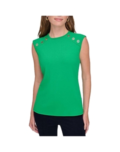 Женский ребристый трикотажный пуловер с рукавами-крылышками, цвет jolly green Tommy hilfiger