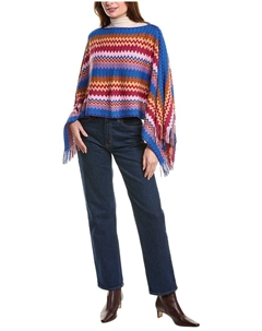 Пончо из смесовой шерсти, синий Missoni