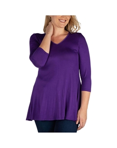 Женская туника-пуловер с V-образным вырезом, фиолетовый 24seven comfort apparel