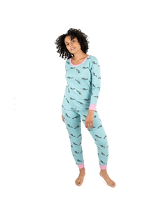 Женская двухкомпонентная хлопковая пижама «Кит», цвет whale Leveret