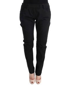 Гладкие хлопковые облегающие женские брюки, черный Ermanno scervino