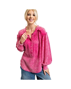 Туника из стираной хлопчатобумажной марли, розовый Fashnzfab