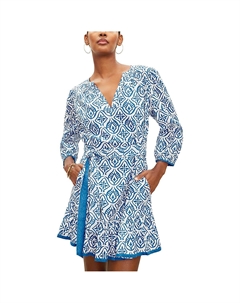 Женское мини-платье в стиле бохо с принтом, синий Velvet by graham & spencer