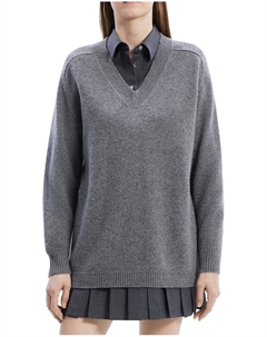 Свитер с V-образным вырезом из смеси шерсти и кашемира Karenia, серый Theory